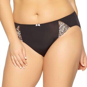 Paramour by Felina Madison Bikini Panty 635946 NWT In beige Black w/ Lace